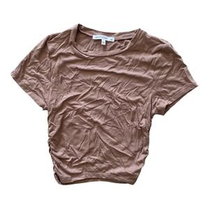 Antistar - Women's Ruched Side Short Sleeve Top (XS) - Casual‎ Brown Tee